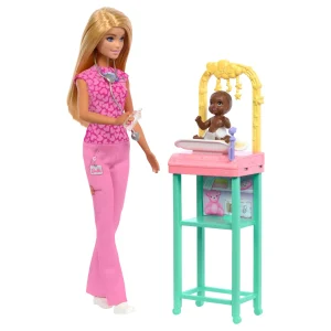 Barbie Baby Doctor Doll With Blonde Fashion Doll, 1 Baby Doll, Furniture & Accessories